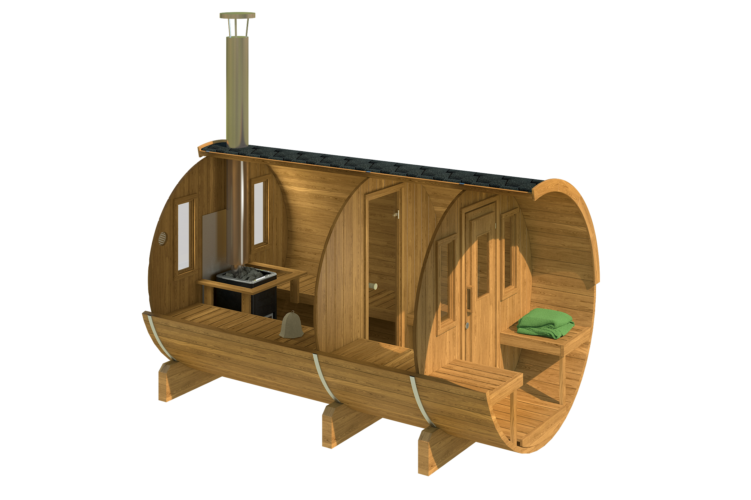 Gothenburg Wooden Barrel Sauna for 6 people - Image 6