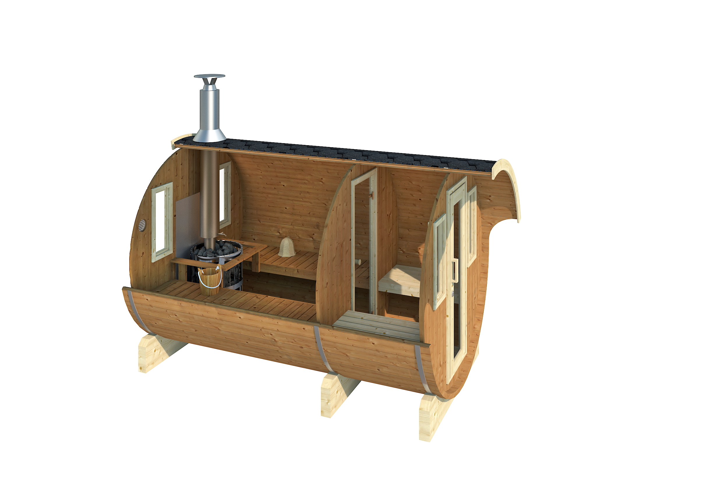 Gothenburg Wooden Barrel Sauna for 6 people - Image 5