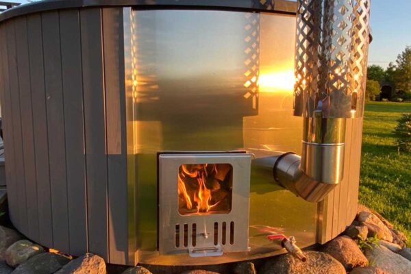 København Wooden Hot Tub for up to 6 people - customer photo of integrated wood burning stove.jpg