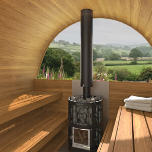 neptune saunas luxembourg sauna barrel interior with half glass back wall overlooking garden