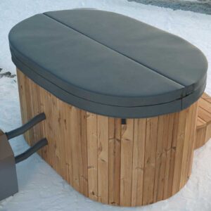 Neptune Hot Tubs - Bergen wooden 2 person hot tub with insulated cover - customer image in snow