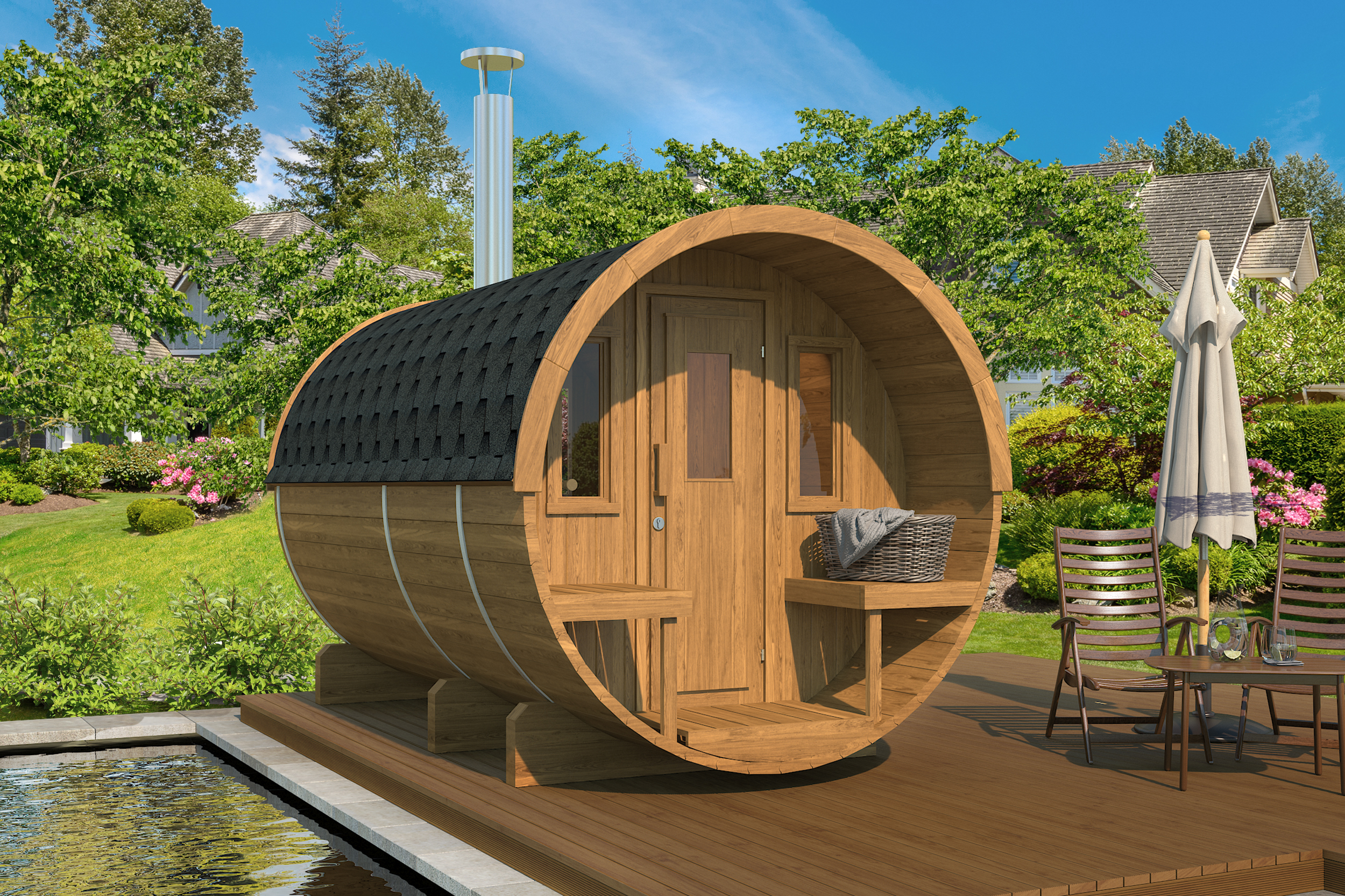 Neptune Hot tubs and saunas - wooden barrel sauna for 6 gothenburg cgi